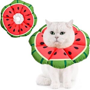 🆕 Watermellow Soft Donut Pet Cone for Cats or Small Dogs in Red Green Mellon